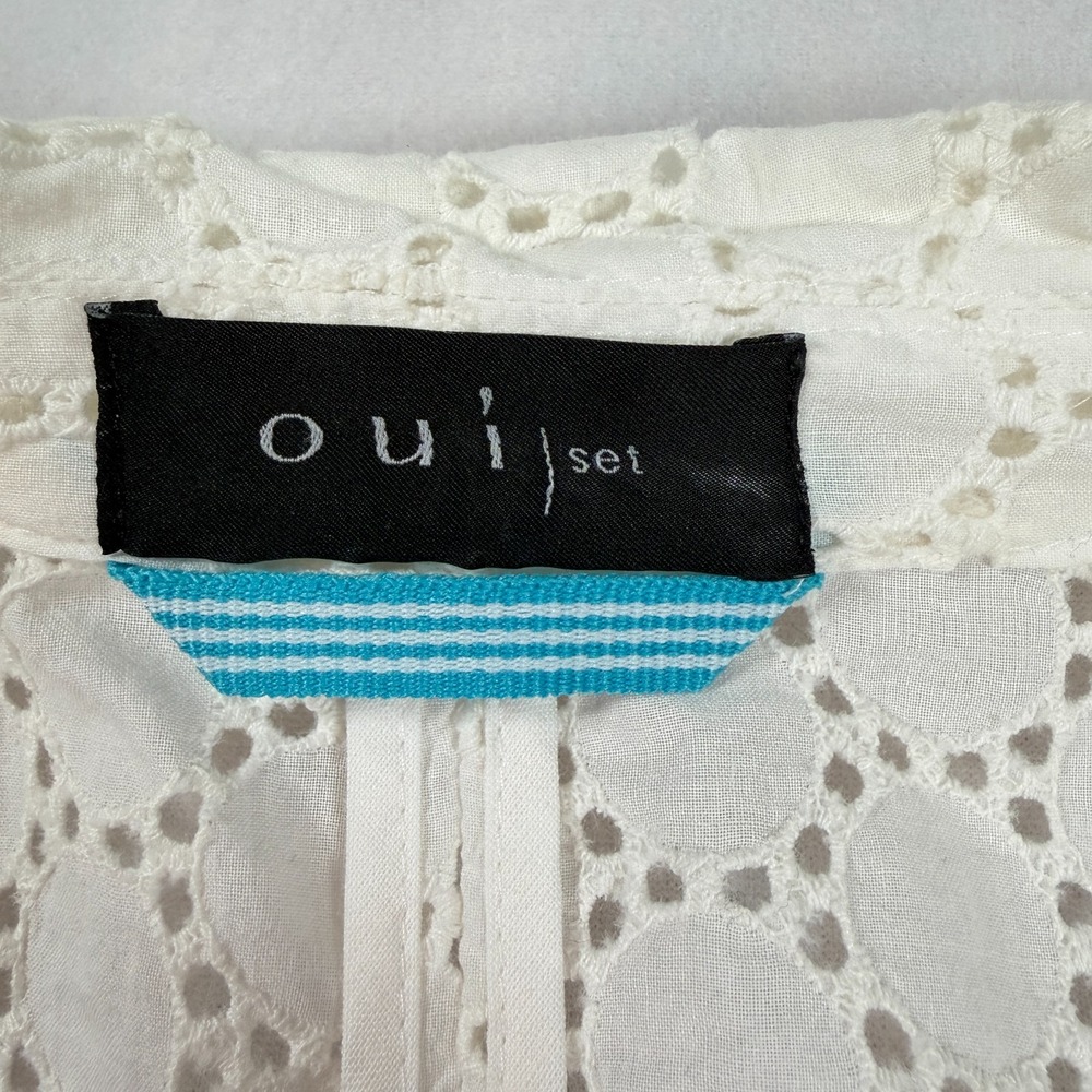 Oui Set Sheer Eyelet Lace Blazer Jacket Size 8 Academia Romantic Fairy Cottage - Picture 6 of 9